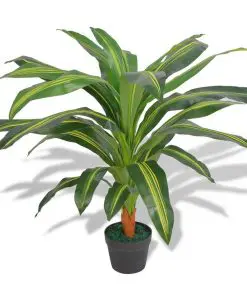 vidaXL Artificial Dracaena Plant with Pot 90 cm Green