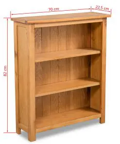 vidaXL 3-Tier Bookcase 70×22,5×82 cm Solid Oak Wood