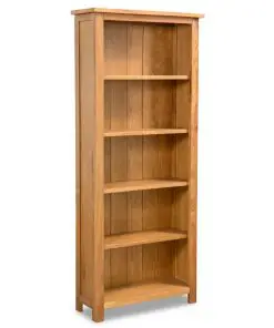 vidaXL 5-Tier Bookcase 60×22,5×140 cm Solid Oak Wood