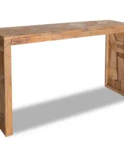 vidaXL Console Table Erosion Teak Wood 120x35x76 cm
