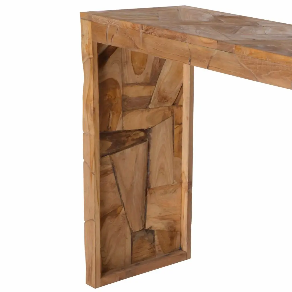 vidaXL Console Table Erosion Teak Wood 120x35x76 cm