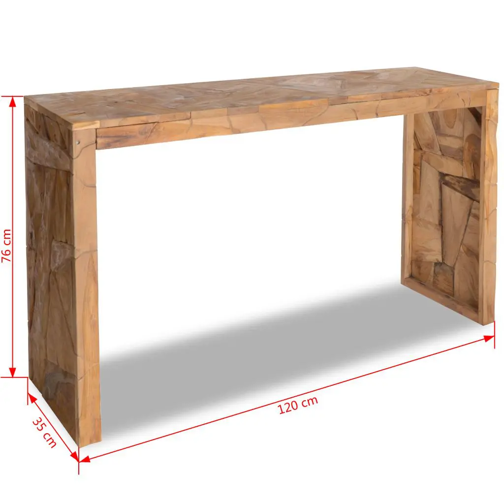 vidaXL Console Table Erosion Teak Wood 120x35x76 cm