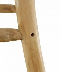 vidaXL Bar Stool Real Leather and Solid Teak Wood