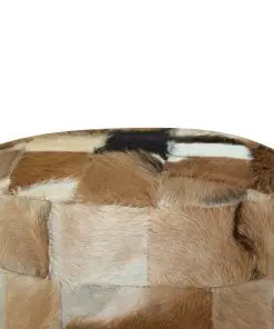 vidaXL Pouffe Genuine Leather Round 50x50x45 cm