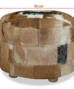 vidaXL Pouffe Genuine Leather Round 50x50x45 cm