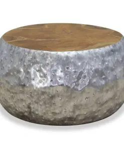 vidaXL Coffee Table Aluminium Teak 60x60x30 cm