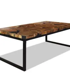 vidaXL Coffee Table Teak Resin 110x60x40 cm Black and Brown