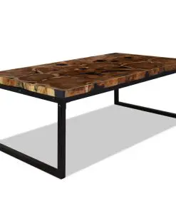 vidaXL Coffee Table Teak Resin 110x60x40 cm Black and Brown