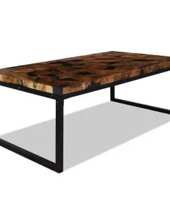 vidaXL Coffee Table Teak Resin 110x60x40 cm Black and Brown