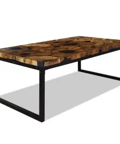 vidaXL Coffee Table Teak Resin 110x60x40 cm Black and Brown