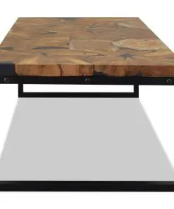 vidaXL Coffee Table Teak Resin 110x60x40 cm Black and Brown