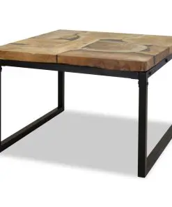 vidaXL Coffee Table Teak Resin 60x60x40 cm Black and Brown
