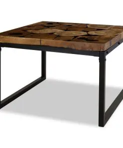 vidaXL Coffee Table Teak Resin 60x60x40 cm Black and Brown