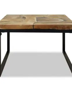 vidaXL Coffee Table Teak Resin 60x60x40 cm Black and Brown