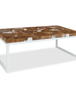 vidaXL Coffee Table Teak Resin 110x60x40 cm White and Brown
