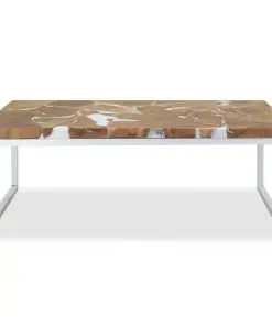 vidaXL Coffee Table Teak Resin 110x60x40 cm White and Brown