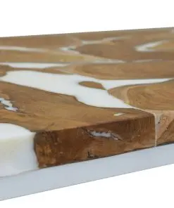 vidaXL Coffee Table Teak Resin 110x60x40 cm White and Brown