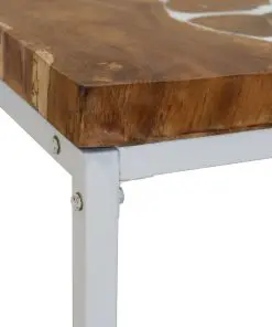 vidaXL Coffee Table Teak Resin 110x60x40 cm White and Brown