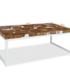 vidaXL Coffee Table Teak Resin 110x60x40 cm White and Brown