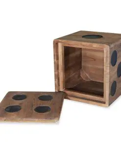 vidaXL Storage Box Mindi Wood 40x40x40 cm Dice Design