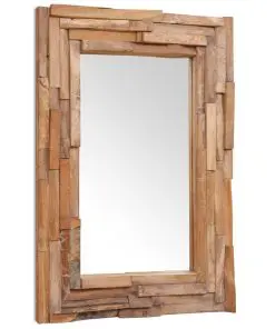 vidaXL Decorative Mirror Teak 90×60 cm Rectangular