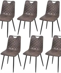 vidaXL Dining Chairs 6 pcs Dark Brown Faux Leather
