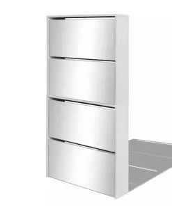 vidaXL Shoe Cabinet 4-Layer Mirror White 63x17x134 cm