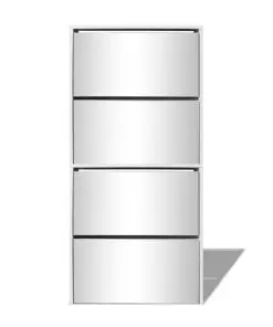 vidaXL Shoe Cabinet 4-Layer Mirror White 63x17x134 cm