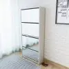 vidaXL Shoe Cabinet 4-Layer Mirror White 63x17x134 cm
