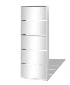 vidaXL Shoe Cabinet 5-Layer Mirror White 63x17x169.5 cm