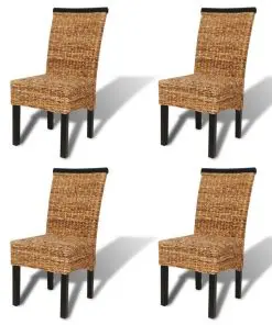 vidaXL Dining Chairs 4 pcs Abaca and Solid Mango Wood