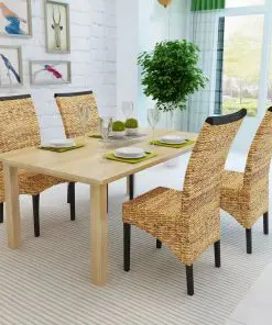 vidaXL Dining Chairs 4 pcs Abaca and Solid Mango Wood