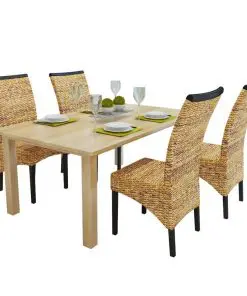vidaXL Dining Chairs 4 pcs Abaca and Solid Mango Wood