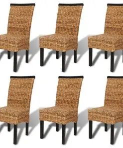 vidaXL Dining Chairs 6 pcs Abaca and Solid Mango Wood