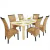 vidaXL Dining Chairs 6 pcs Abaca and Solid Mango Wood