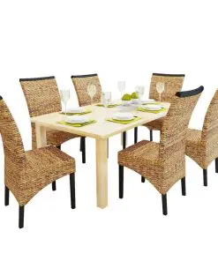 vidaXL Dining Chairs 6 pcs Abaca and Solid Mango Wood