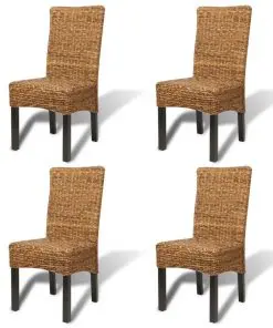 vidaXL Dining Chairs 4 pcs Abaca and Solid Mango Wood