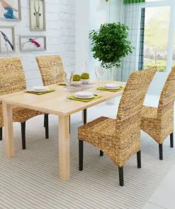 vidaXL Dining Chairs 4 pcs Abaca and Solid Mango Wood