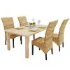 vidaXL Dining Chairs 4 pcs Abaca and Solid Mango Wood vidaXL Dining Chairs 4 pcs Abaca and Solid Mango Wood