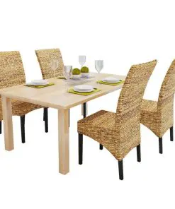 vidaXL Dining Chairs 4 pcs Abaca and Solid Mango Wood