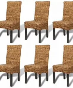 vidaXL Dining Chairs 6 pcs Abaca and Solid Mango Wood
