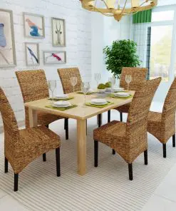 vidaXL Dining Chairs 6 pcs Abaca and Solid Mango Wood