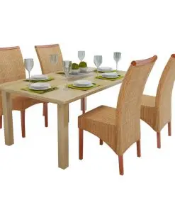 vidaXL Dining Chairs 4 pcs Brown Natural Rattan