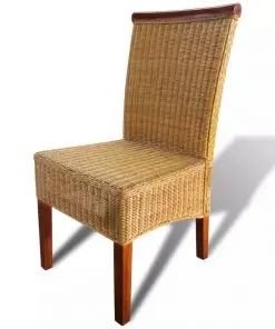 vidaXL Dining Chairs 6 pcs Brown Natural Rattan