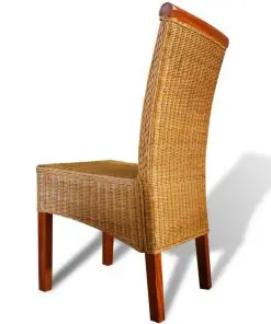 vidaXL Dining Chairs 6 pcs Brown Natural Rattan