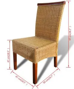 vidaXL Dining Chairs 6 pcs Brown Natural Rattan