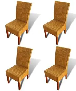 vidaXL Dining Chairs 4 pcs Brown Natural Rattan