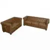 vidaXL Chesterfield 2-Seater and 3-Seater Sofa Set Brown