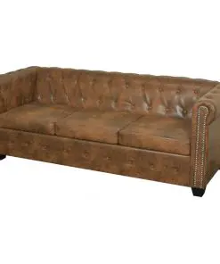 vidaXL Chesterfield 2-Seater and 3-Seater Sofa Set Brown