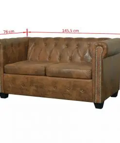 vidaXL Chesterfield 2-Seater and 3-Seater Sofa Set Brown